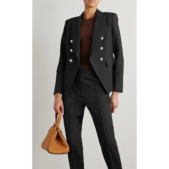 Veronica Beard Miller Blazer Black Double Breasted Silver Button Jacket 4 NEW - Picture 2 of 15